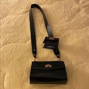 Elegant Black Patent Crossbody Bag